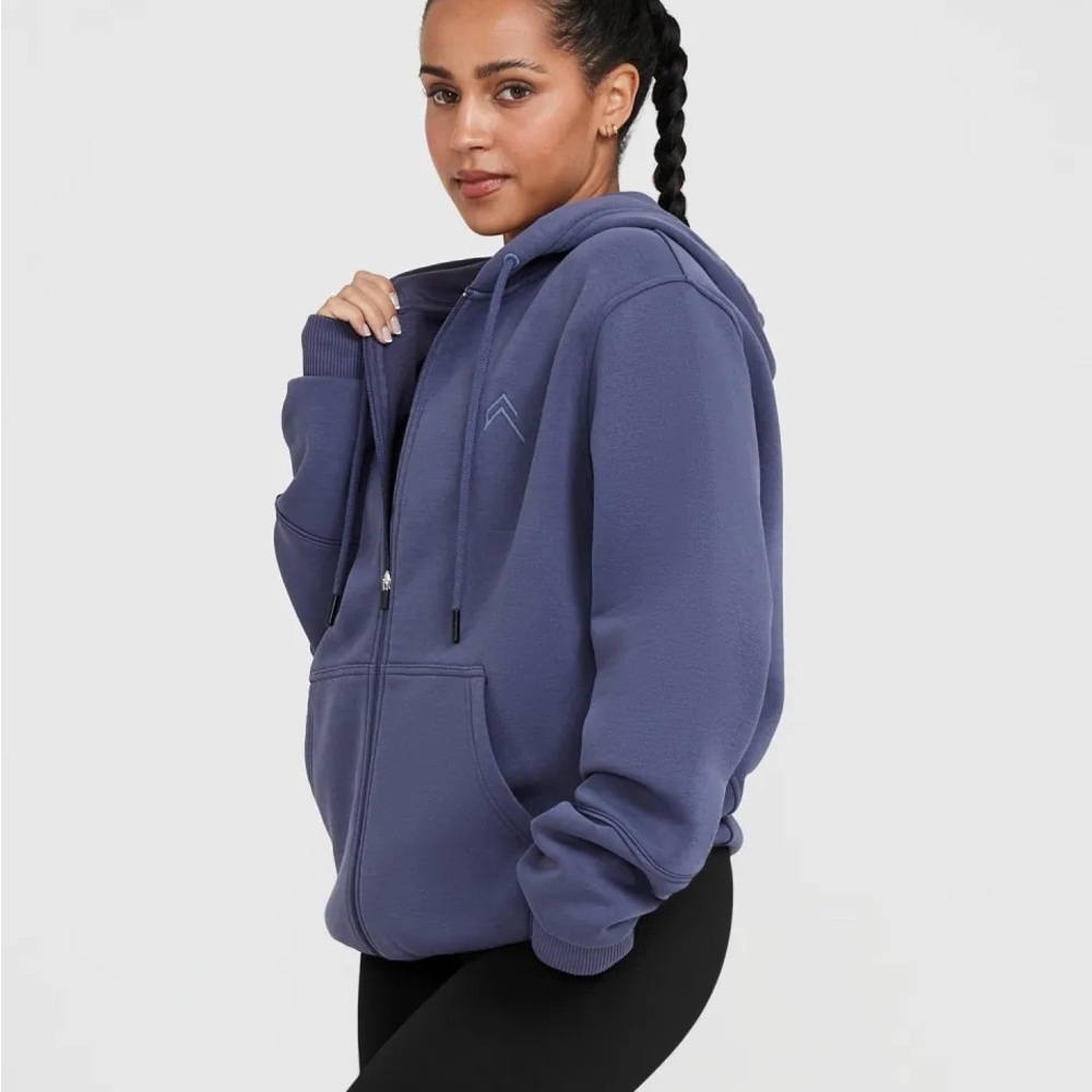 Oner Active Classic Lounge Oversized Zip Through Hoodie | Slate Blue